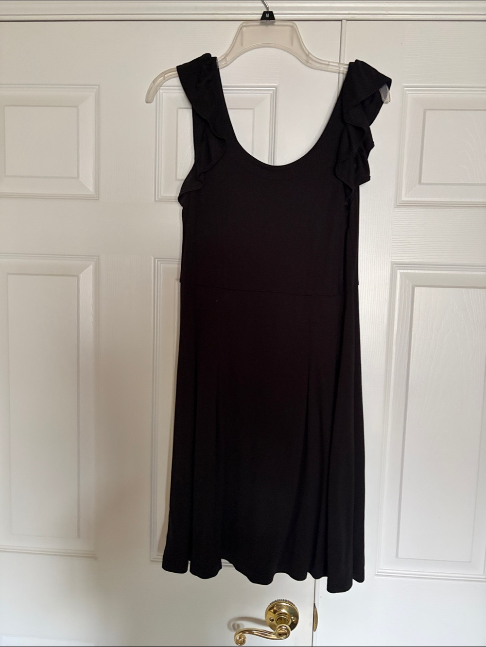 LOFT Black Ruffle-Sleeve Midi Dress